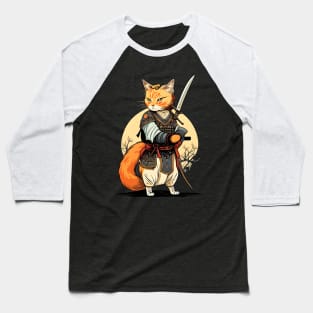 Japanese Cat Samurai Katana Catana - Love Cats Baseball T-Shirt